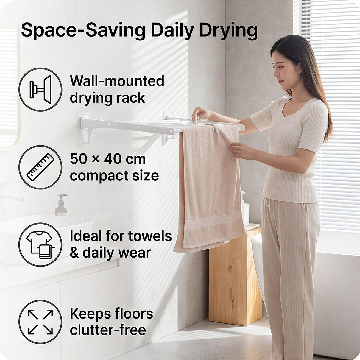 Dry Buddy – Foldable Wall Mount Laundry Rack 8083750 2