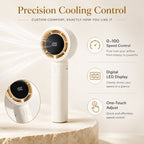 100 Speed Handheld Fan with Digital Display - Up to 7 hr Runtime USB-C Rechargeable Mini Fan - White_8083760_1