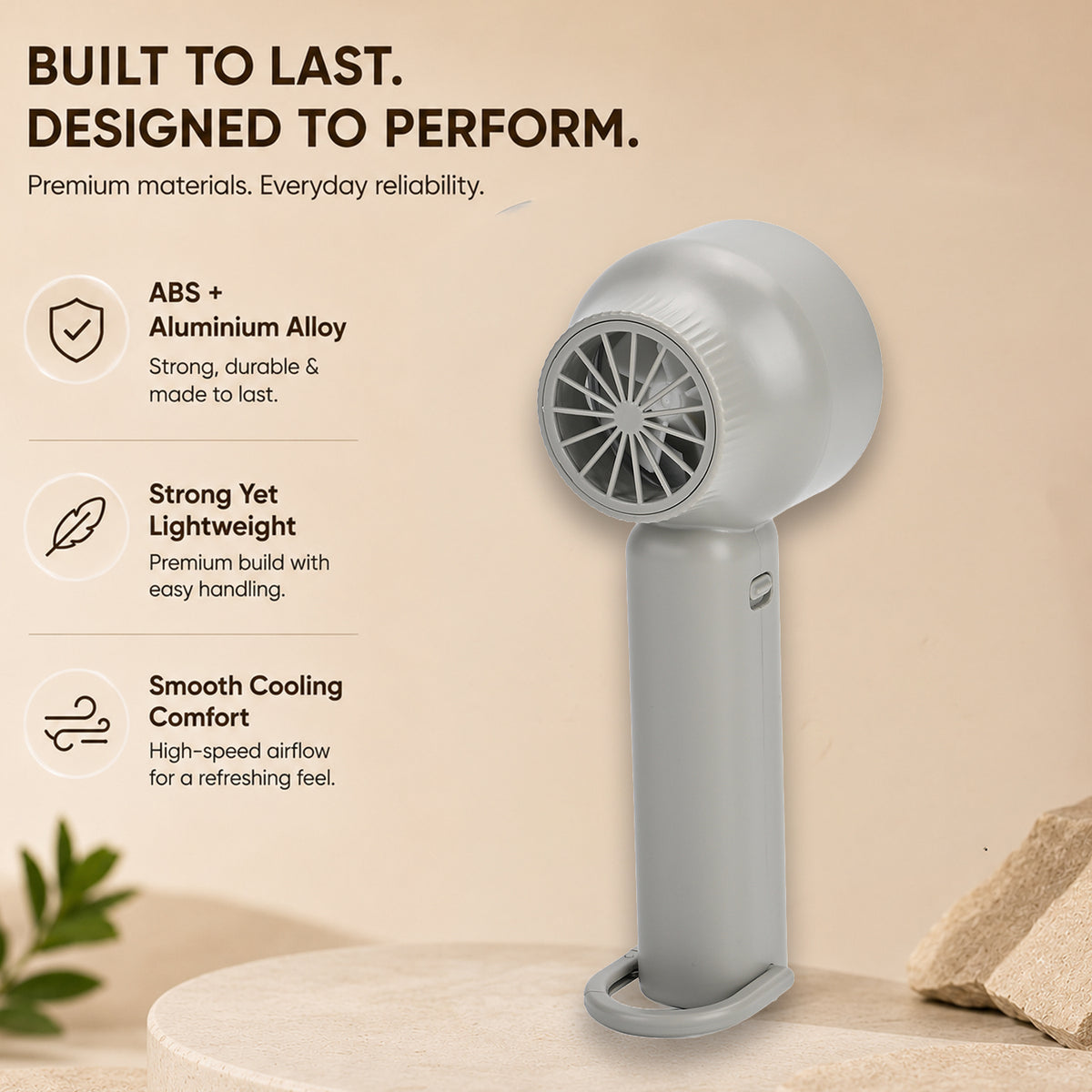 Rechargeable High-Speed Mini Fan with Digital Display and USB-C - Grey V32602730 4