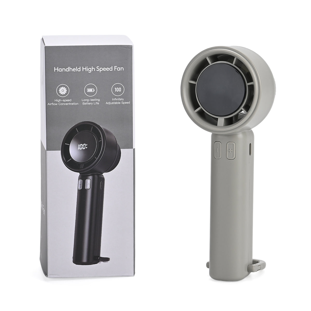 Rechargeable High-Speed Mini Fan with Digital Display and USB-C - Grey V32602730 9
