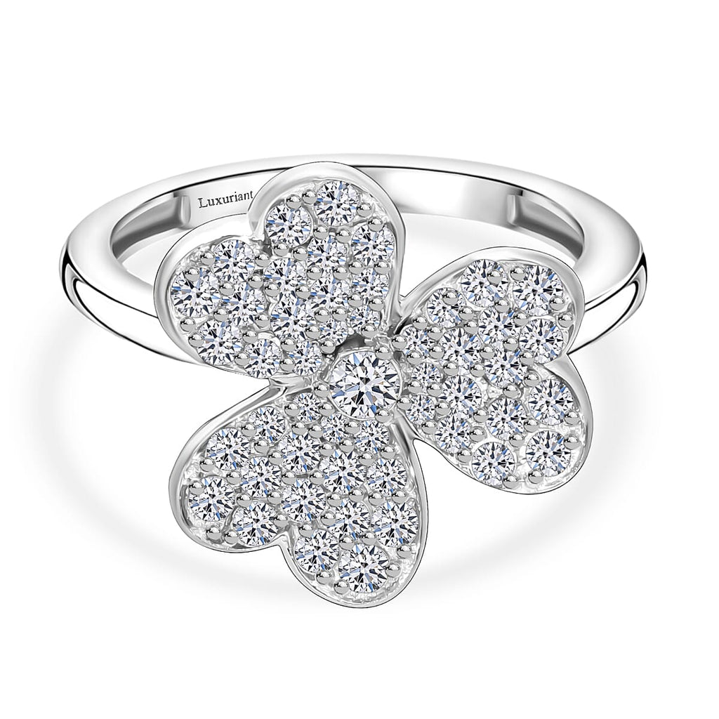 Designer Inspired- Luxuriant Diamond Lab Grown Diamond (SI-G/H) Ring in Platinum Overlay Sterling Silver 1.00 Ct._8083825