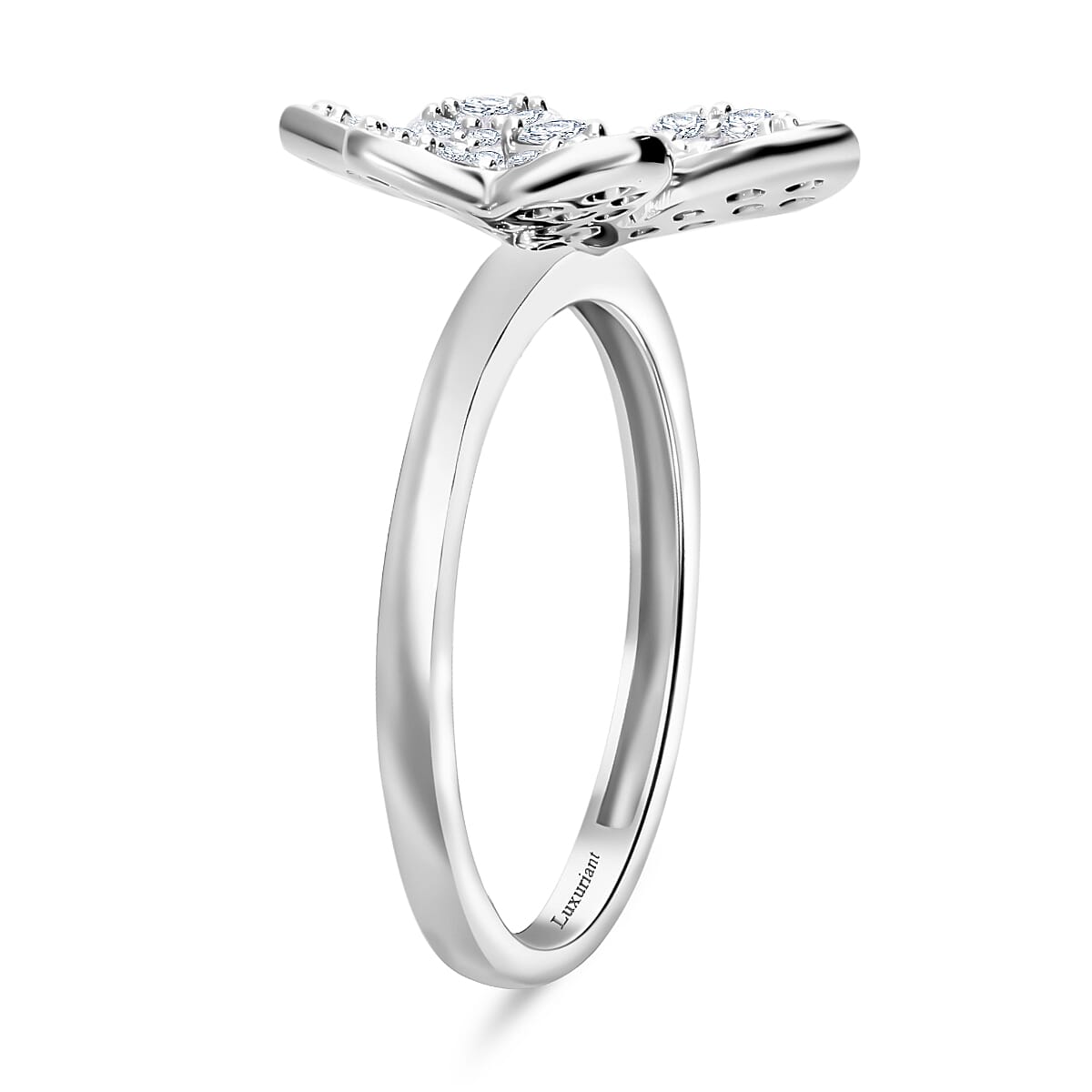 LUXURIANT 1 Ct. Lab Grown Diamond SI G-H Floral Ring in Platinum Overlay Sterling Silver V32599568 3