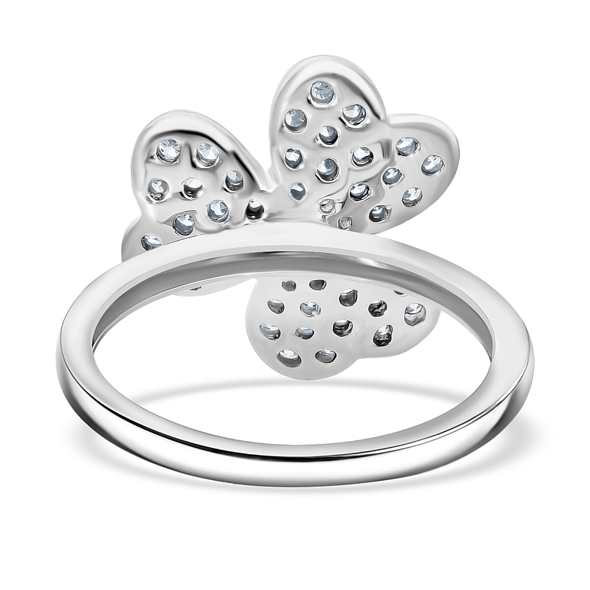 LUXURIANT 1 Ct. Lab Grown Diamond SI G-H Floral Ring in Platinum Overlay Sterling Silver V32599568 4