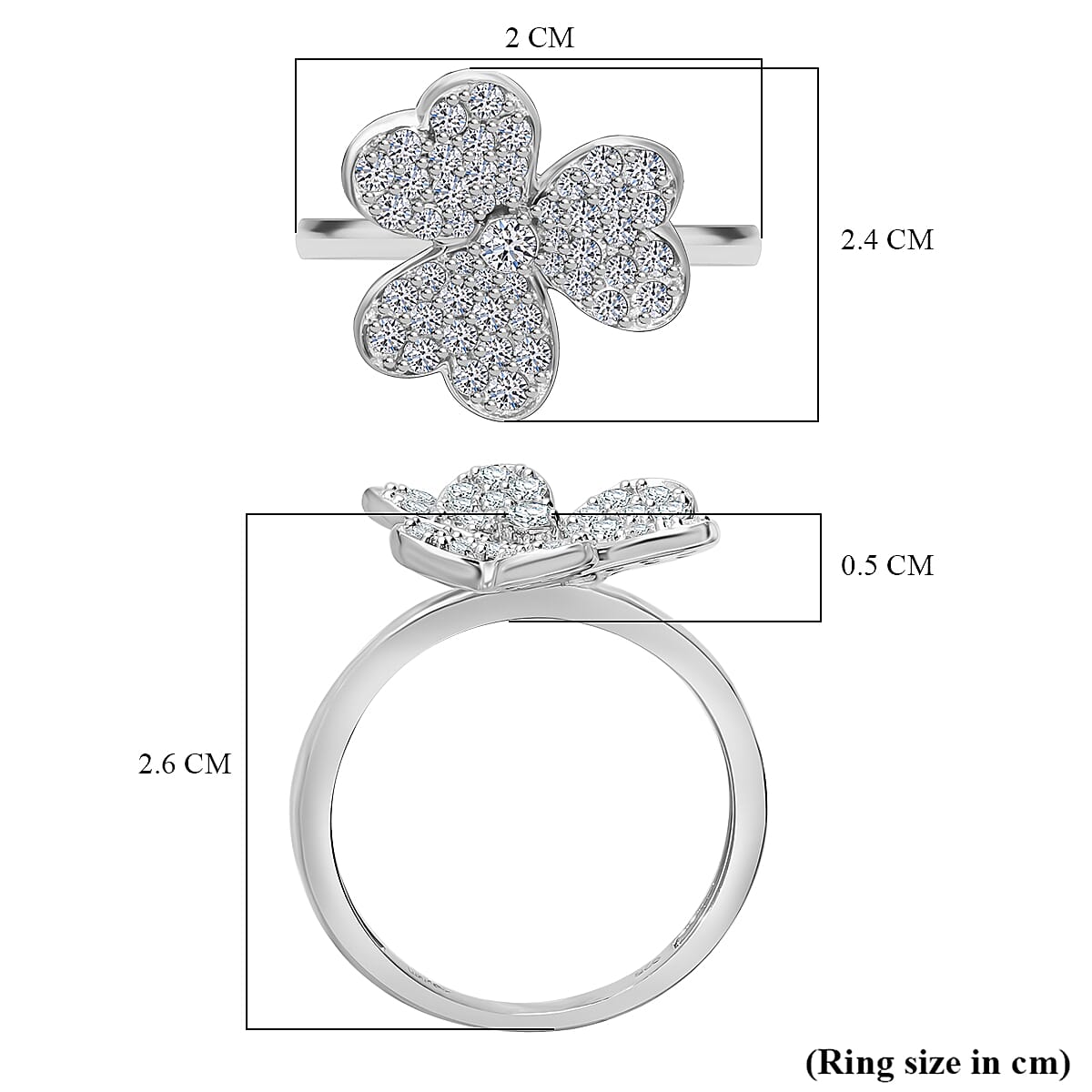 LUXURIANT 1 Ct. Lab Grown Diamond SI G-H Floral Ring in Platinum Overlay Sterling Silver V32599568 5