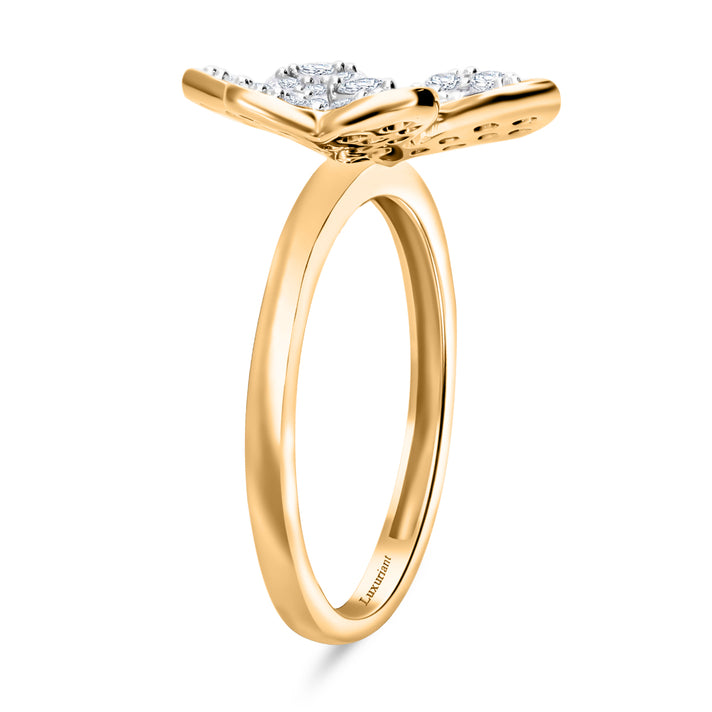 LUXURIANT 1 Ct. Lab Grown Diamond Clover Leaf Ring in Vermeil Yellow Gold Plated Sterling Silver (SI-G-H) 8083833 2