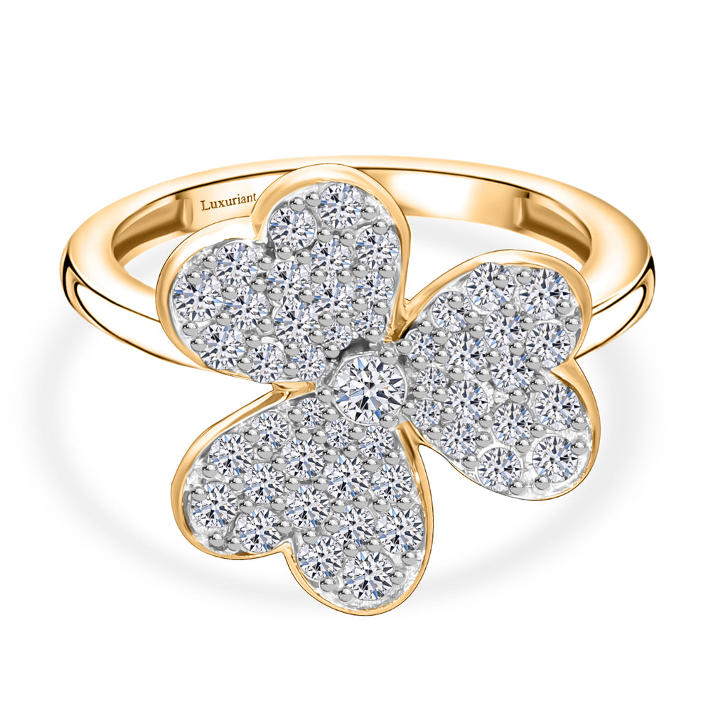 Designer Inspired- Luxuriant Diamond Lab Grown Diamond (SI/G-H) Ring in Vermeil Yellow Gold Plated Sterling Silver 1.03 Ct._8083834