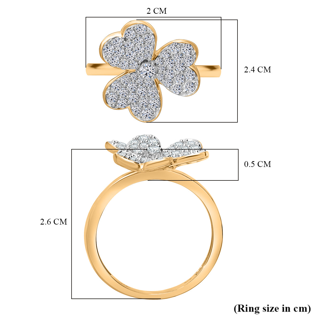 LUXURIANT 1 Ct. Lab Grown Diamond Clover Leaf Ring in Vermeil Yellow Gold Plated Sterling Silver (SI-G-H) V32610776 5