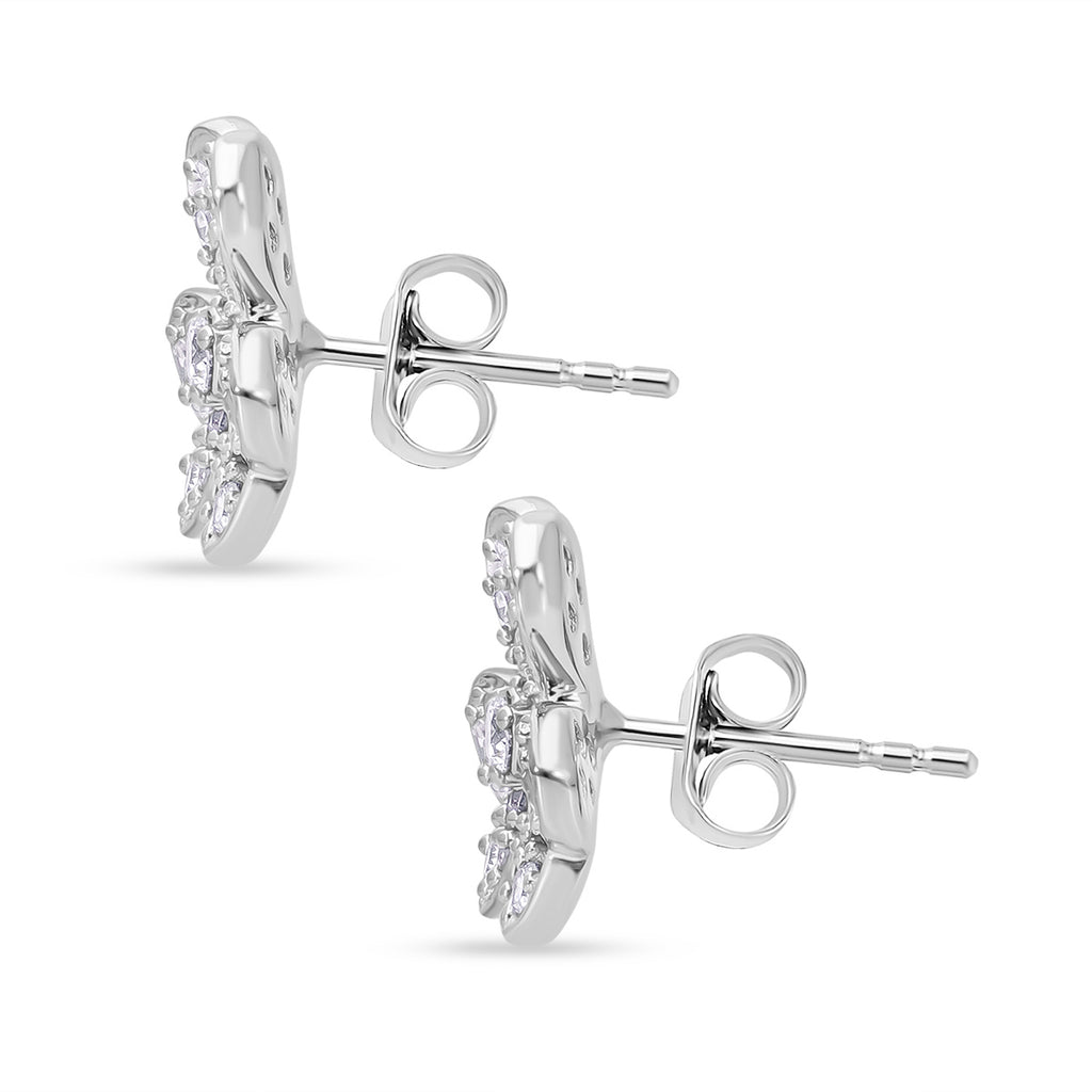 Designer Inspired - Luxuriant Lab Grown Diamond (SI/GH) Floral Earring with Push Back in Platinum Overlay Sterling Silver 0.75 Ct._8083910_2