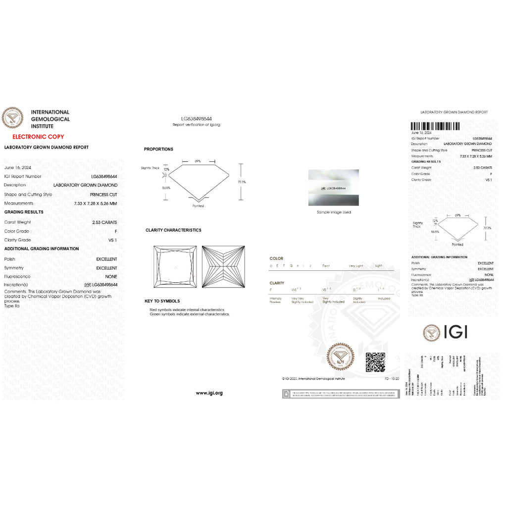 Luxuriant 950 Platinum IGI Certified Princess Cut (VS/EF) Lab Grown Diamond Ring 3.30 Ct, Platinum Wt. 5.75 Gms._8083940_6