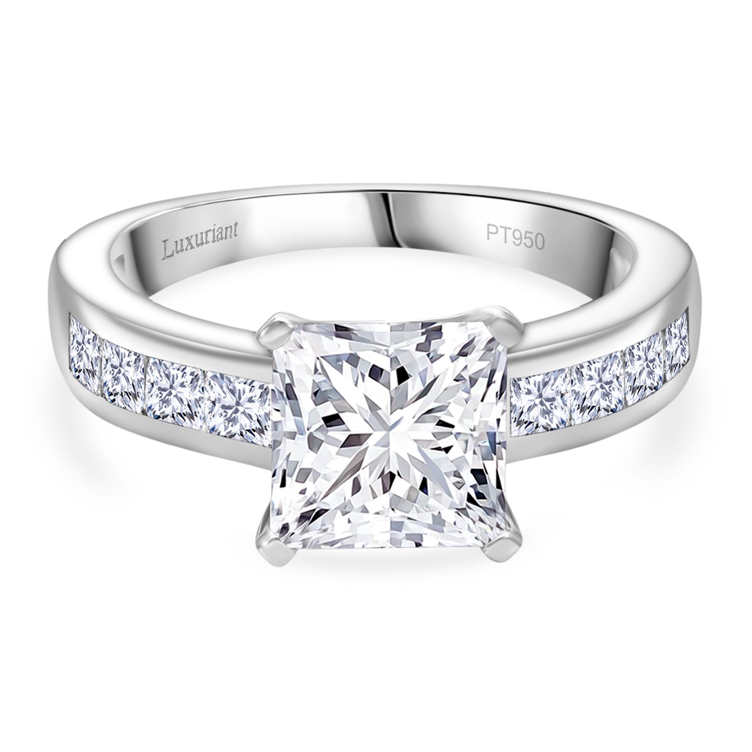 LUXURIANT 3.30 Ct. Princess Cut Lab Grown Diamond Ring in 950 Platinum IGI Certified 8083941 0