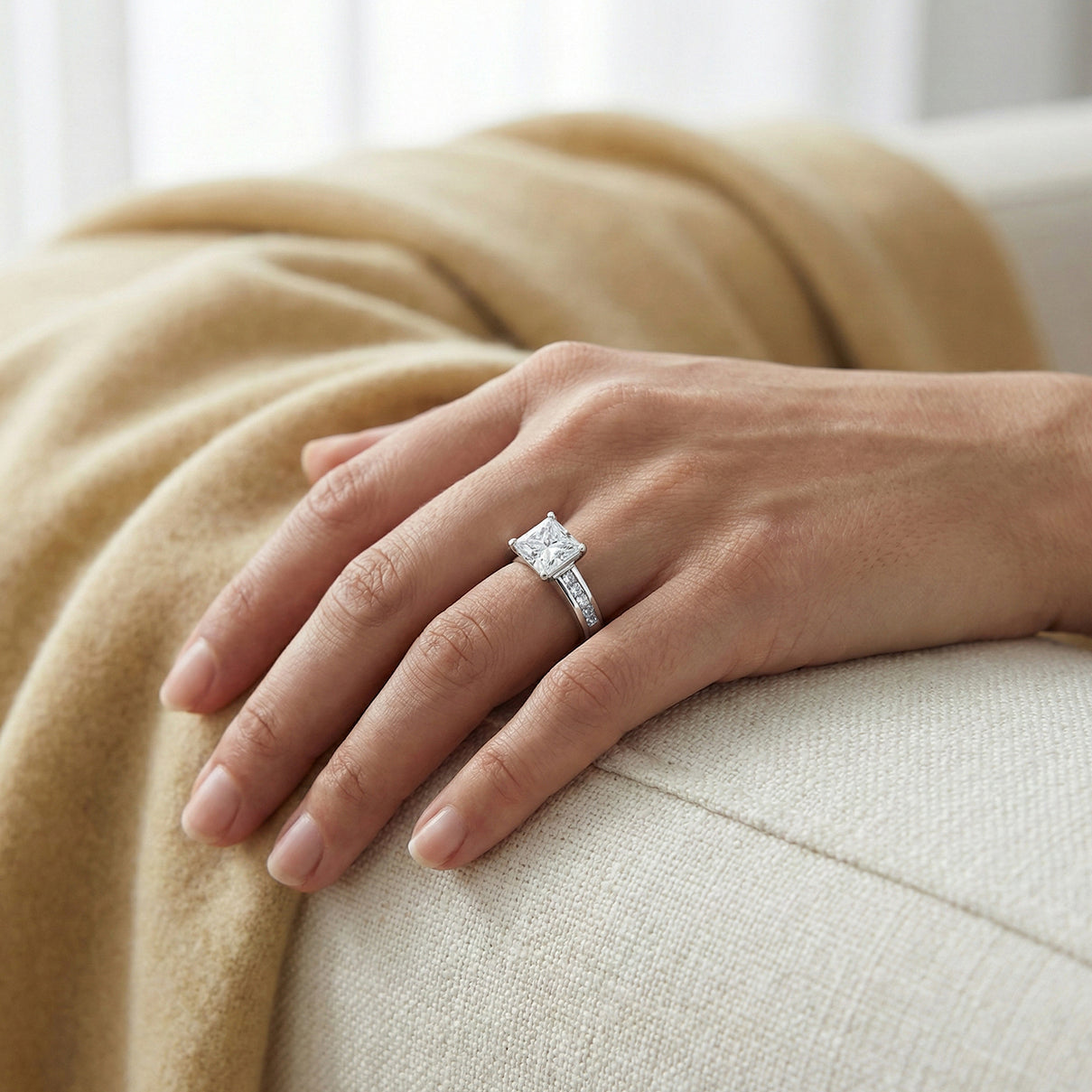 LUXURIANT 3.30 Ct. Princess Cut Lab Grown Diamond Ring in 950 Platinum IGI Certified 8083941 3