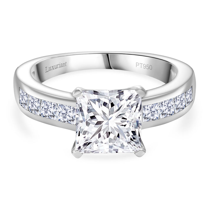 LUXURIANT 950 Platinum IGI Certified Princess Cut Lab Grown Diamond Ring 3.30 Ct, Platinum Wt. 5.75 Gms. 8083944 1