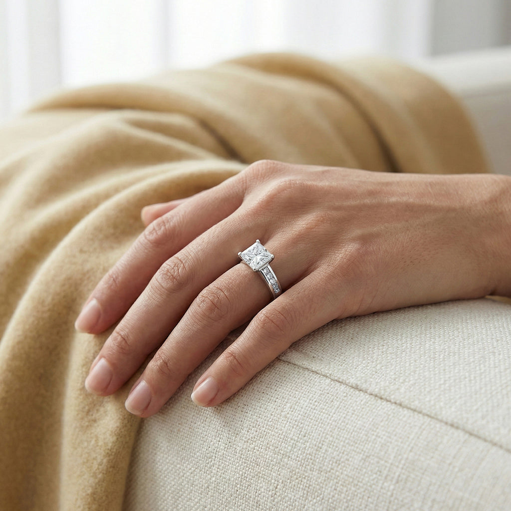 Luxuriant 950 Platinum IGI Certified Princess Cut (VS/EF) Lab Grown Diamond Ring 3.30 Ct, Platinum Wt. 5.75 Gms._8083944_3