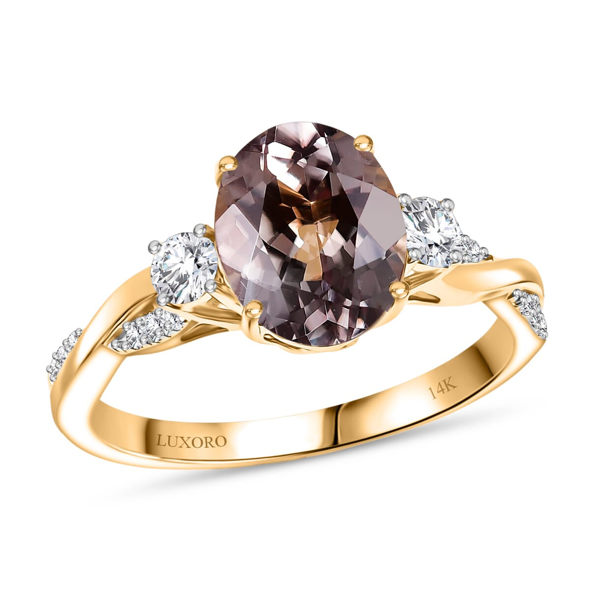 Certified &amp; Appraised LUXORO 14K Yellow Gold AAA Turkizite, White Diamond I2 Ring, 3.42 Ct. 8084155 0