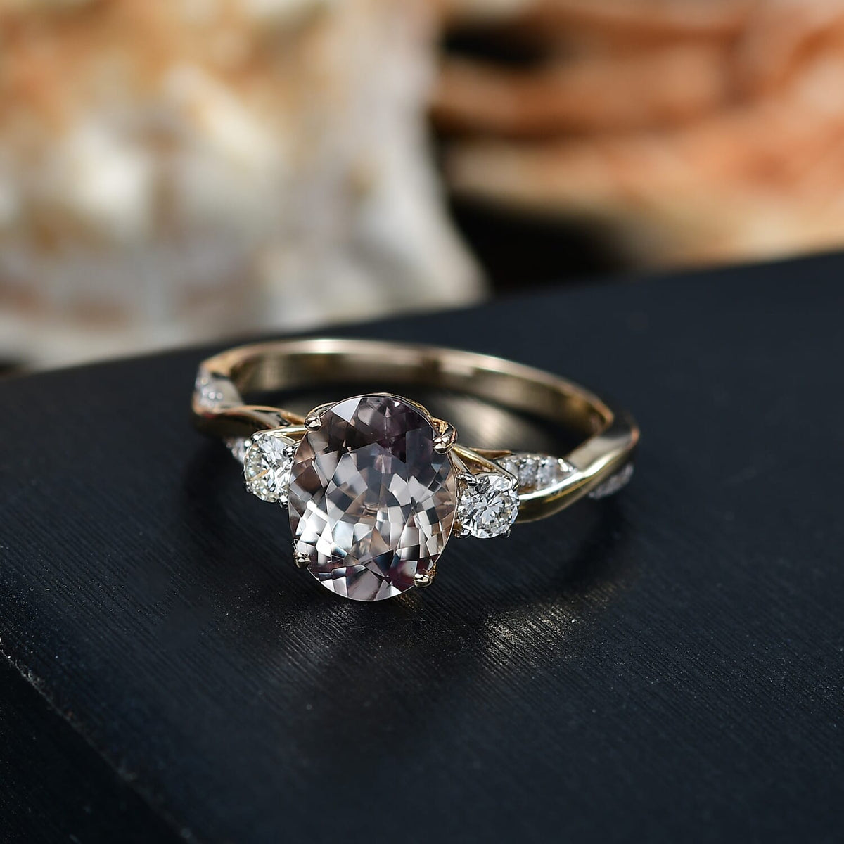 Certified &amp; Appraised LUXORO 14K Yellow Gold AAA Turkizite, White Diamond I2 Ring, 3.42 Ct. 8084155 2