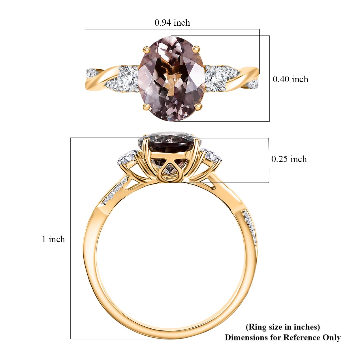 Certified &amp; Appraised LUXORO 14K Yellow Gold AAA Turkizite, White Diamond I2 Ring, 3.42 Ct. 8084155 6