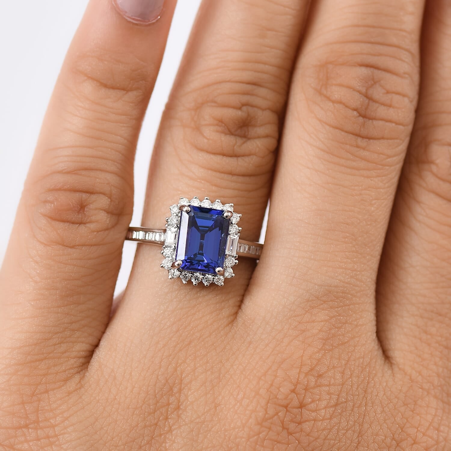 Certified &amp; Appraised RHAPSODY 950 Platinum AAAA Tanzanite, White Diamond VS Halo Ring, 3.13  Ct. 8084221 2