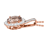 10K Rose Gold AAA Morganite, White Diamond I2 Main Stone With Side Stone Pendant, Gold Wt.2 Gms  3.850  Ct._8084322_3