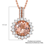 10K Rose Gold AAA Morganite, White Diamond I2 Main Stone With Side Stone Pendant, Gold Wt.2 Gms  3.850  Ct._8084322_6
