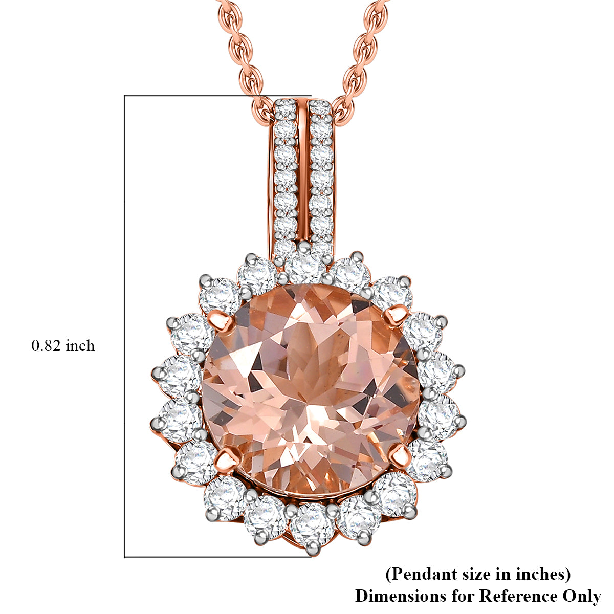 Certified &amp; Appraised LUXORO AAA Morganite, White Diamond I2 Halo Pendant in 10K Rose Gold, 3.85 Ct. 8084322 7