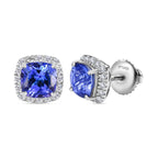Rhapsody - 950 Platinum AGI Certified AAAA Tanzanite & White Diamond (VS/E-F) Halo Earring with Screw Back 2.80 Ct, Platinum Wt. 3.63 Gms._8084479