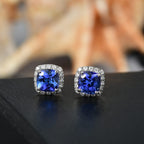 Rhapsody - 950 Platinum AGI Certified AAAA Tanzanite & White Diamond (VS/E-F) Halo Earring with Screw Back 2.80 Ct, Platinum Wt. 3.63 Gms._8084479_1