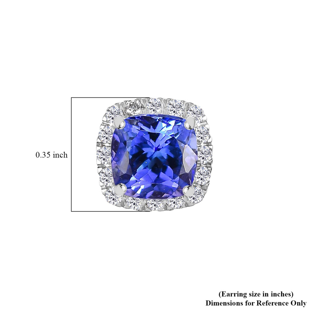 Rhapsody - 950 Platinum AGI Certified AAAA Tanzanite & White Diamond (VS/E-F) Halo Earring with Screw Back 2.80 Ct, Platinum Wt. 3.63 Gms._8084479_5