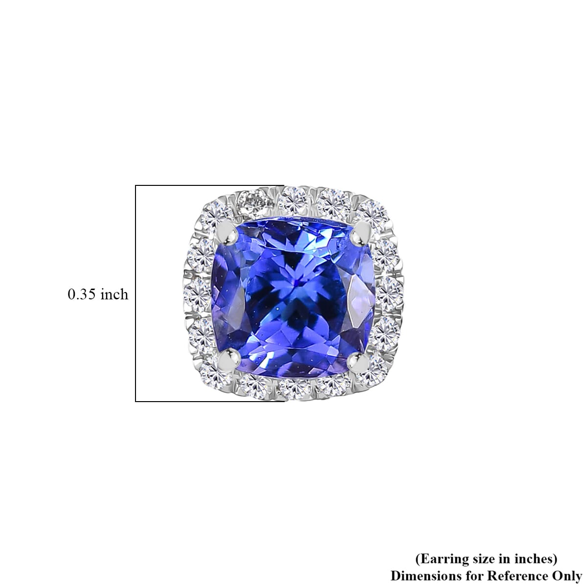 Certified &amp; Appraised RHAPSODY AAAA Tanzanite, White Diamond Halo Push Post Earring in 950 Platinum, (VS-EF) 2.80 Ct. 8084479 6