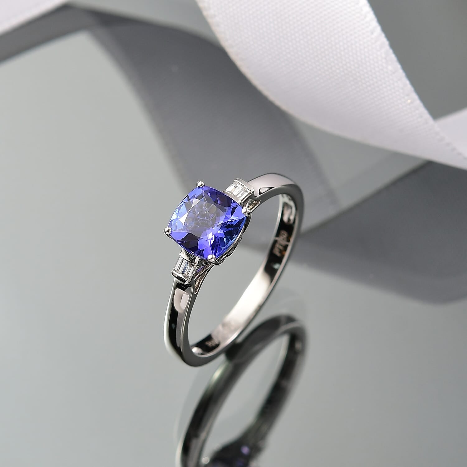 Certified &amp; Appraised RHAPSODY 950 Platinum AAAA Tanzanite, White Diamond VS-EF Ring, 1.55  Ct. 8084511 1