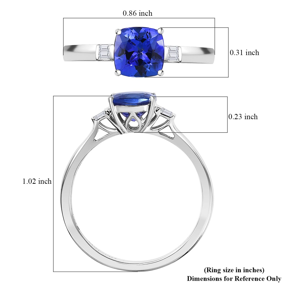 Certified &amp; Appraised RHAPSODY 950 Platinum AAAA Tanzanite, White Diamond VS-EF Ring, 1.55  Ct. 8084511 5