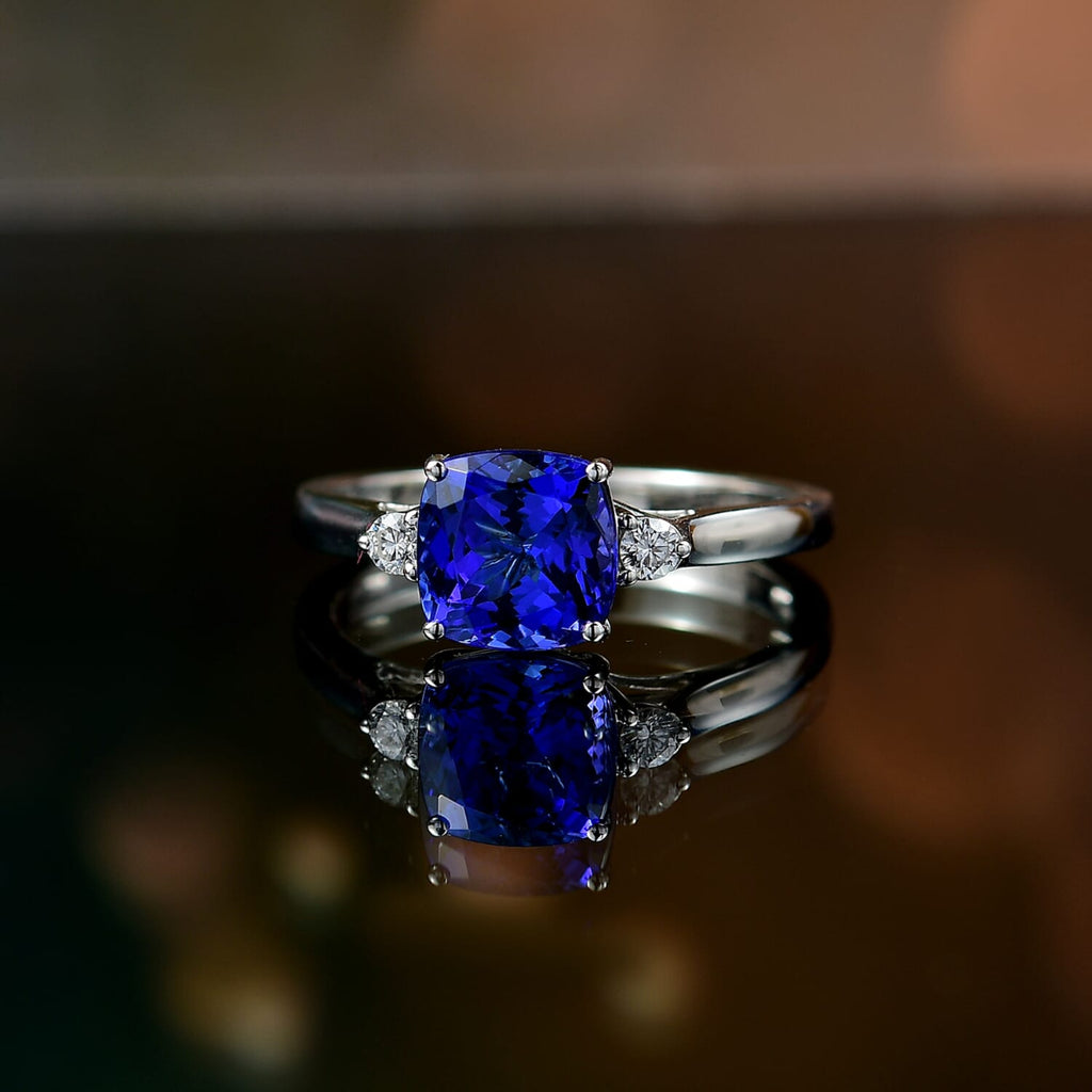 RHAPSODY 950 Platinum AGI Certified AAAA Tanzanite & (VS-E/F) White Diamond Solitaire Ring 2.79 Ct._8084532_1