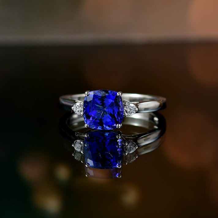 RHAPSODY AGI Certified 2.7 Ct. AAAA Tanzanite, White Diamond VS E-F Solitaire Ring in 950 Platinum 8084532 2