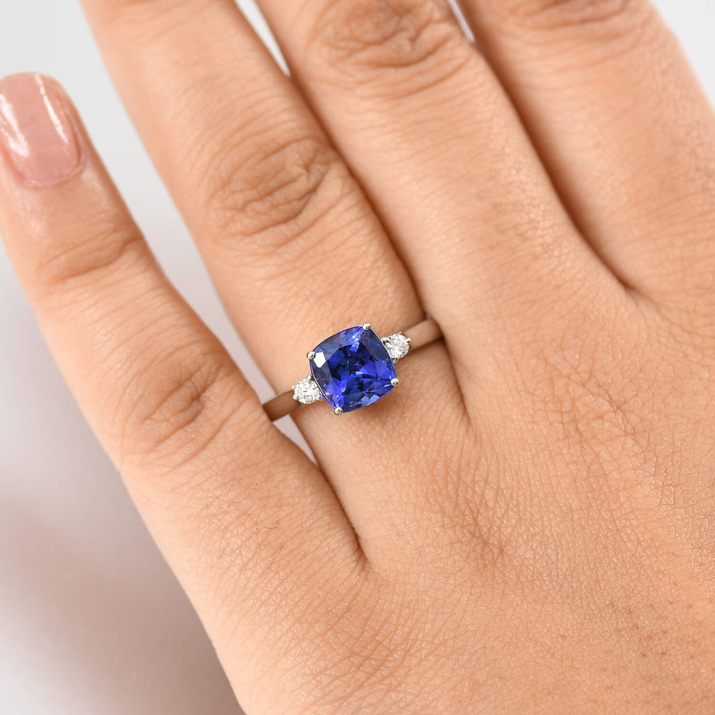 RHAPSODY 950 Platinum AGI Certified AAAA Tanzanite & (VS-E/F) White Diamond Solitaire Ring 2.79 Ct._8084532_2