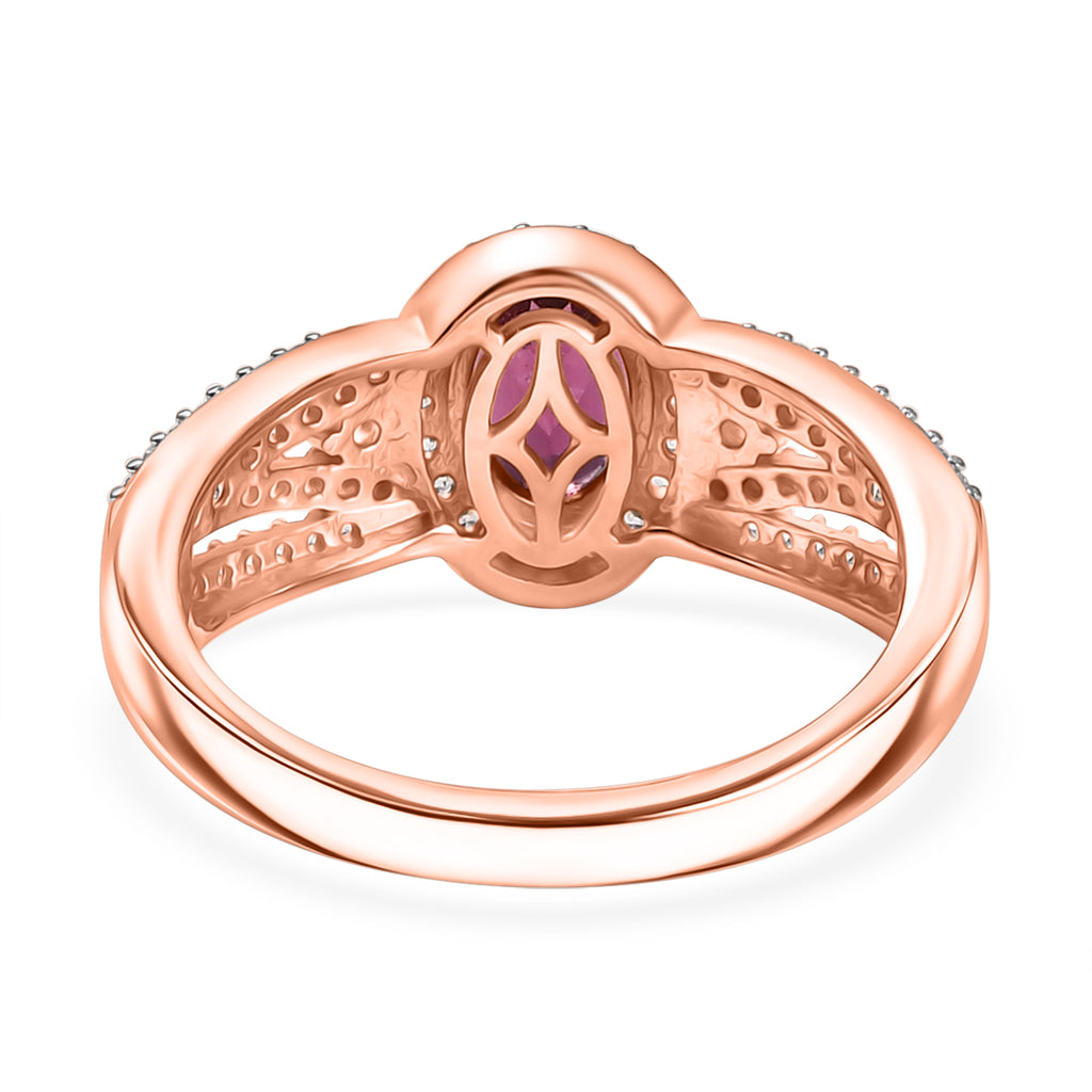 Radiant Ember Garnet & White Zircon Ring in 18K Vermeil Rose Gold Plated Sterling Silver 1.62 Ct._8084793_4