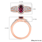 Radiant Ember Garnet & White Zircon Ring in 18K Vermeil Rose Gold Plated Sterling Silver 1.62 Ct._8084798_5