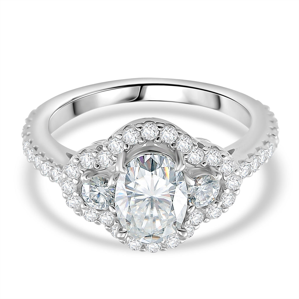 Premium D Colour VVS1 Moissanite GRA Certified Ring in Rhodium Overlay Sterling Silver 2.30 Ct._8084901