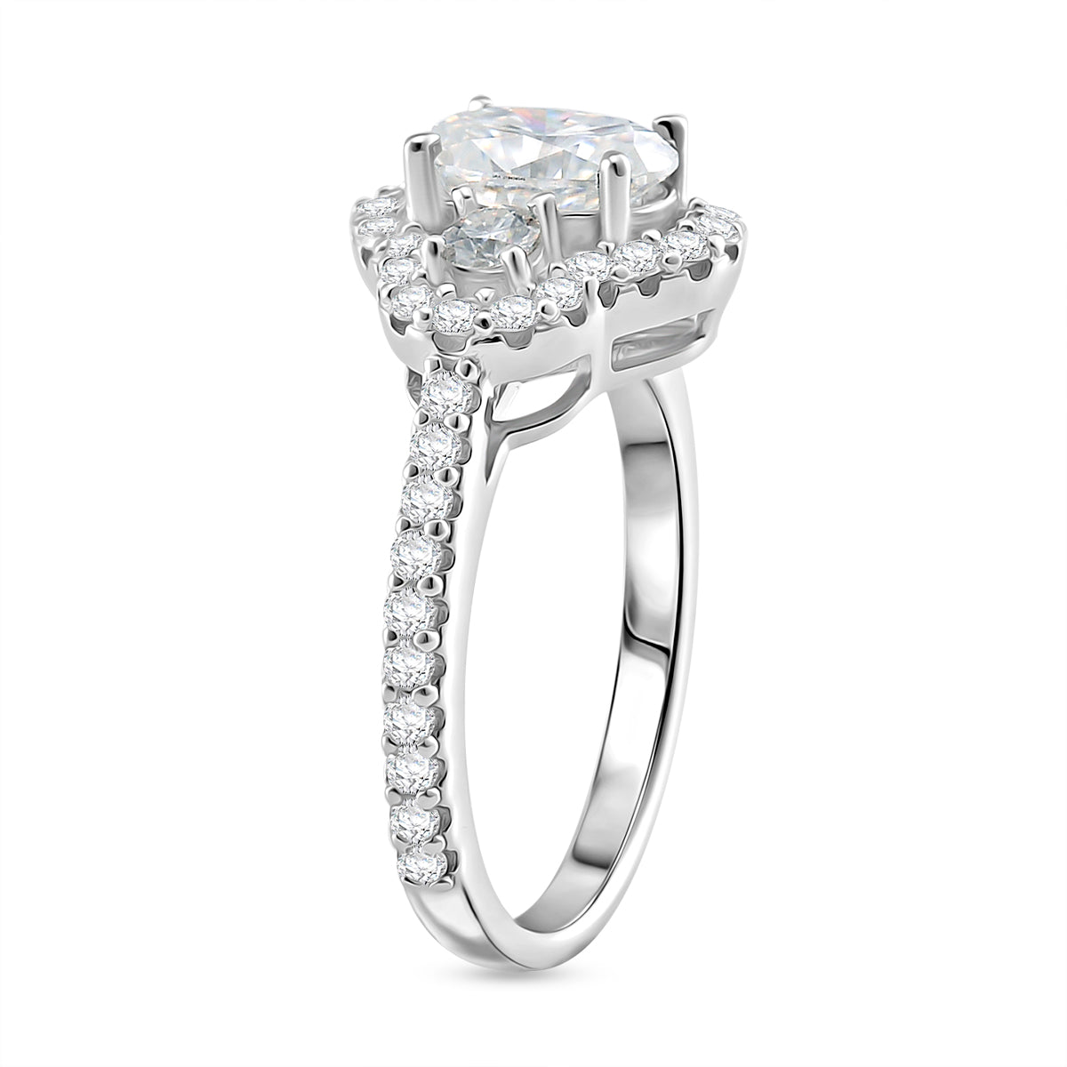 RADIANTA GRA Certified Moissanite D-VVS1 Ring in Rhodium Overlay Sterling Silver 2.32 Ct. V32530450 3