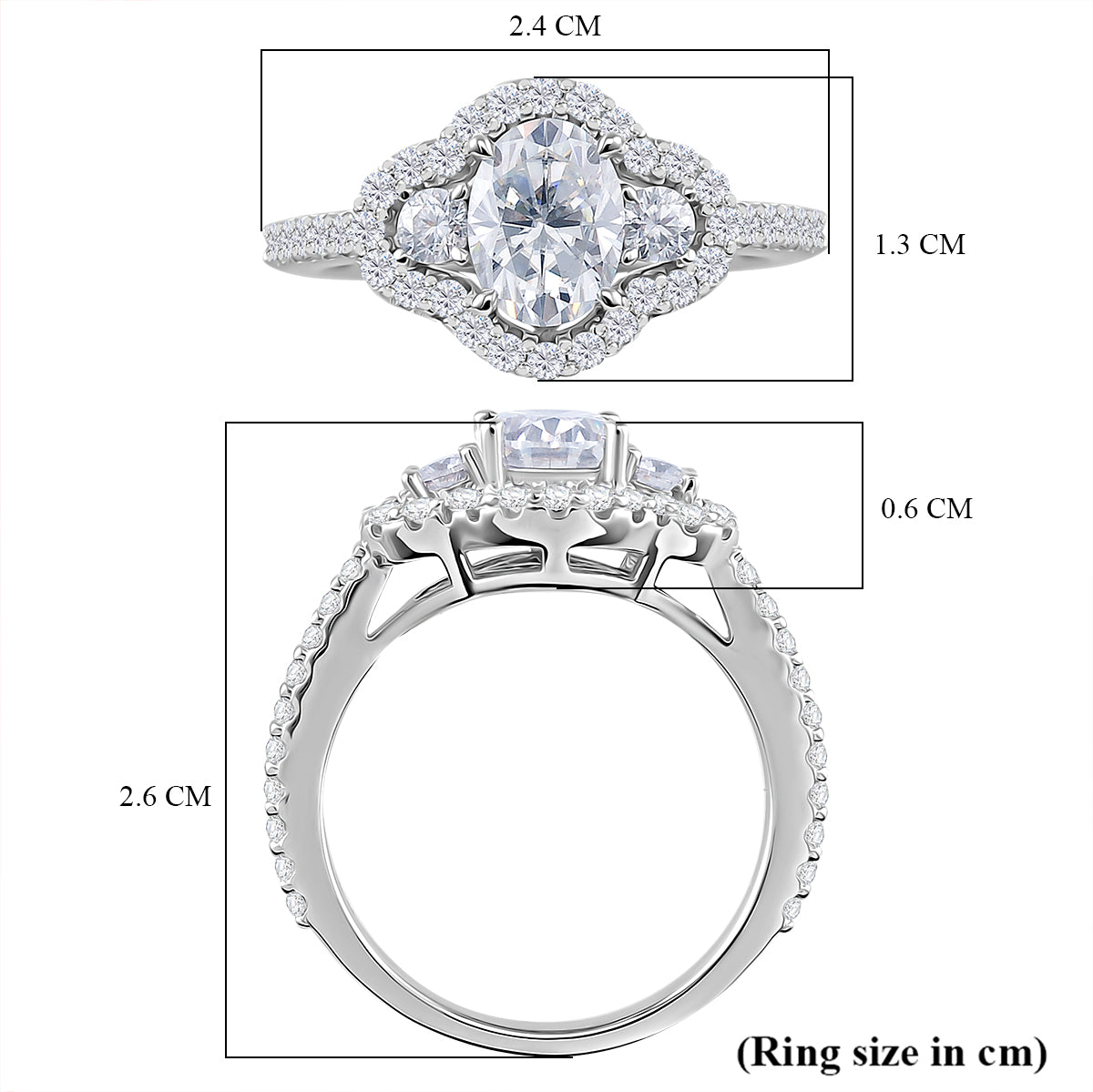 RADIANTA GRA Certified Moissanite D-VVS1 Ring in Rhodium Overlay Sterling Silver 2.32 Ct. V32530450 5