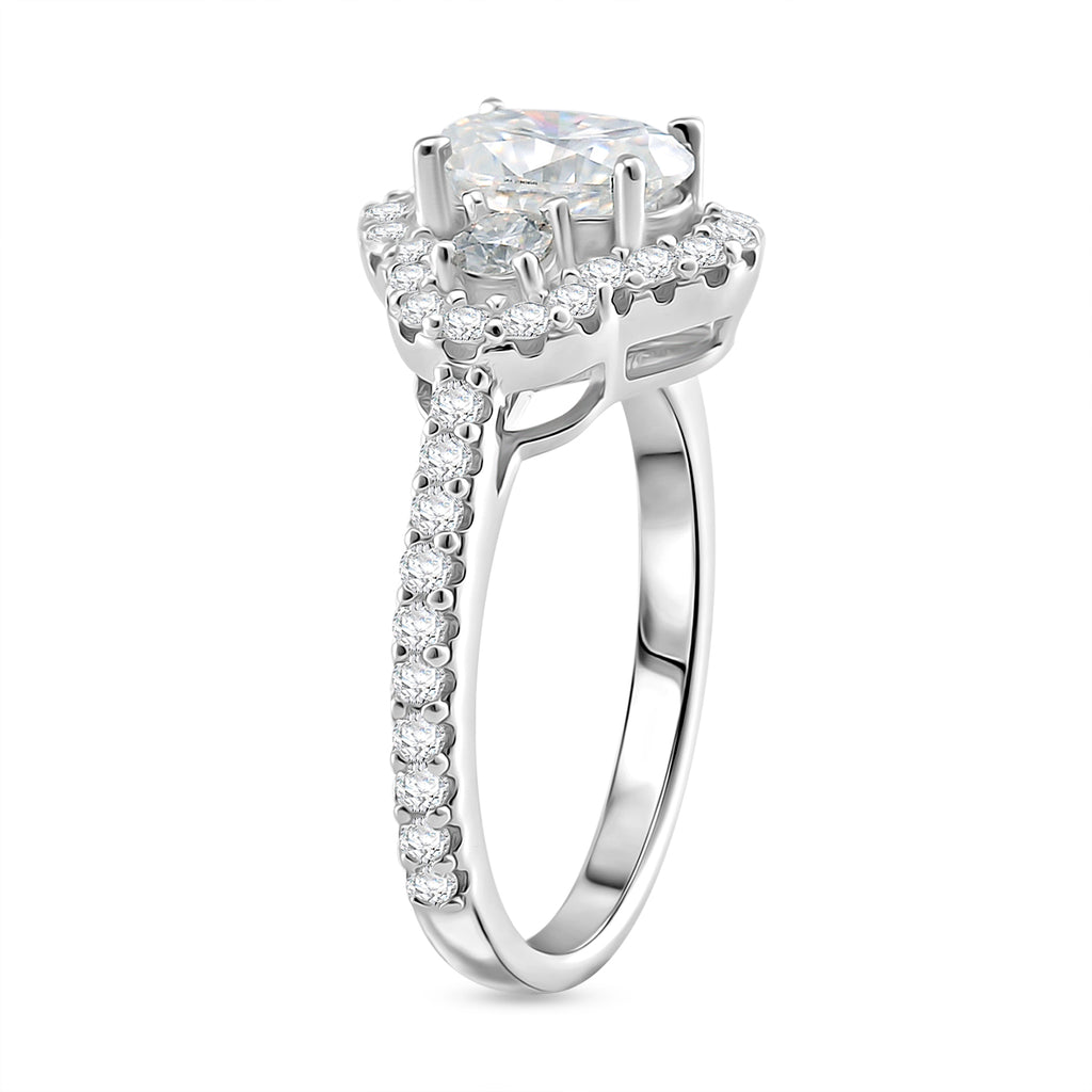 Premium D Colour VVS1 Moissanite GRA Certified Ring in Rhodium Overlay Sterling Silver 2.30 Ct._8084903_2