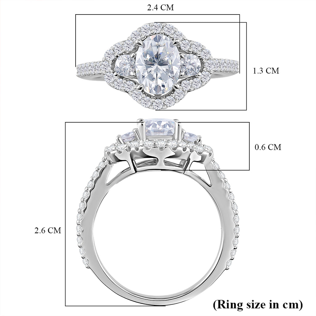 Premium D Colour VVS1 Moissanite GRA Certified Ring in Rhodium Overlay Sterling Silver 2.30 Ct._8084903_4