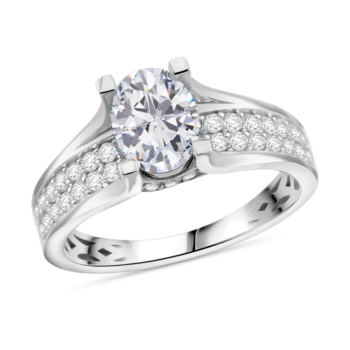 RADIANTA GRA Certified Moissanite D-VVS1 Ring in Rhodium Overlay Sterling Silver 2.00 Ct. 8084941 1