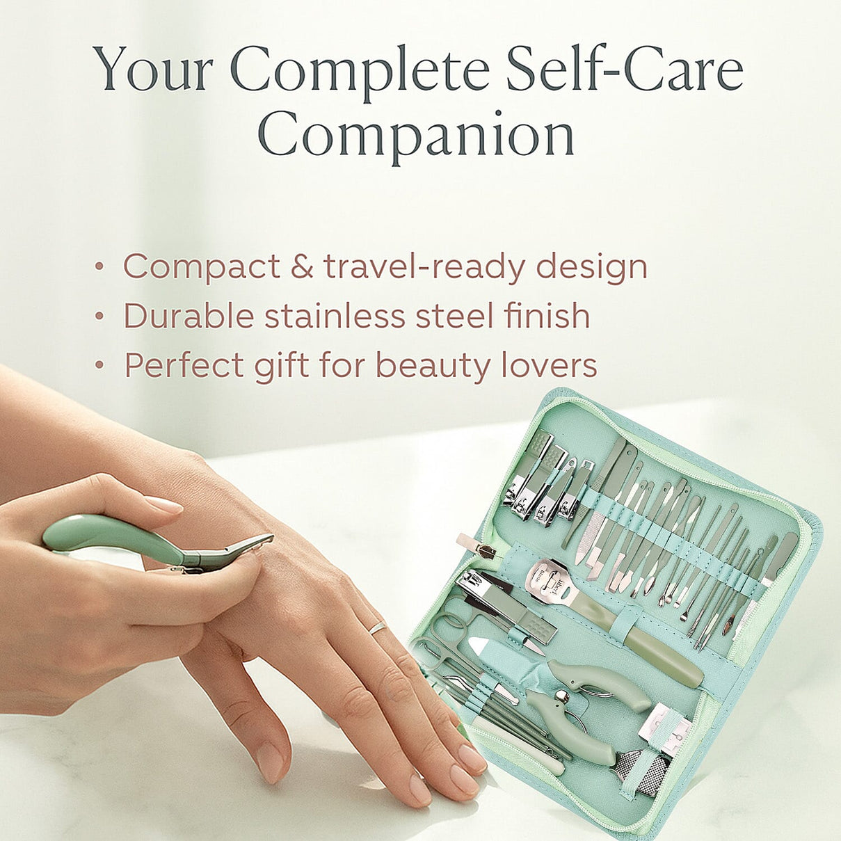 35-in-1 Manicure Set - Multi- Functional Toolkit- Includes, Clippers, Beauty Scissors, Cuticle Knife, Nail File and more - Green 8084985 4