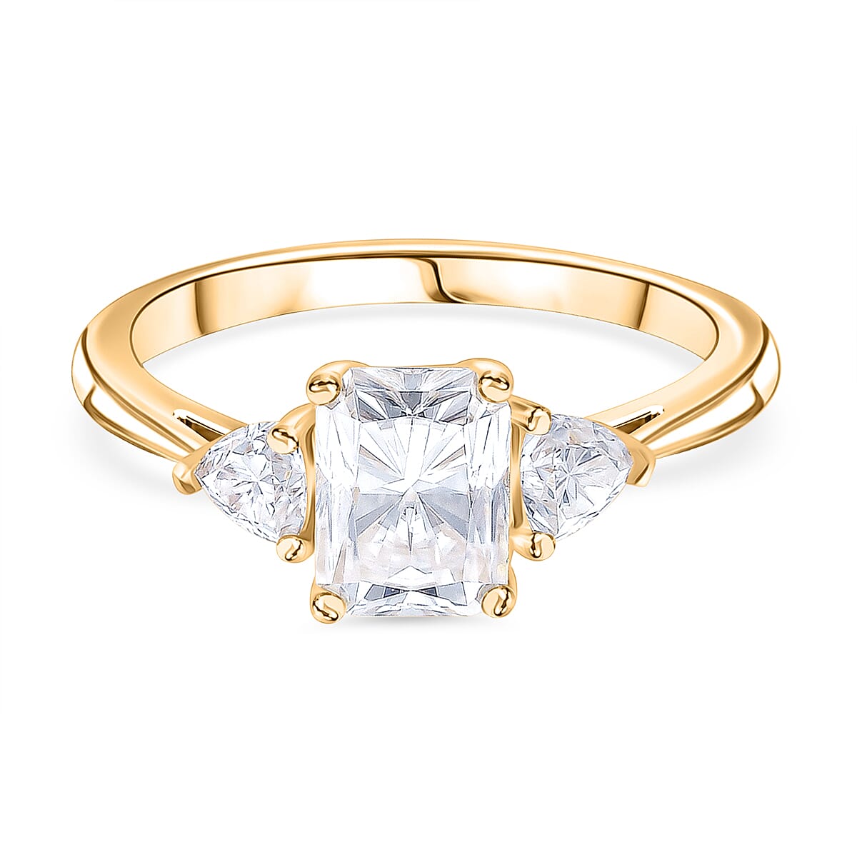 RADIANTA GRA Certified Moissanite D-VVS1 Solitaire Ring in 18K Vermeil Yellow Gold Plated Sterling Silver 2.50 Ct. V32521717 0