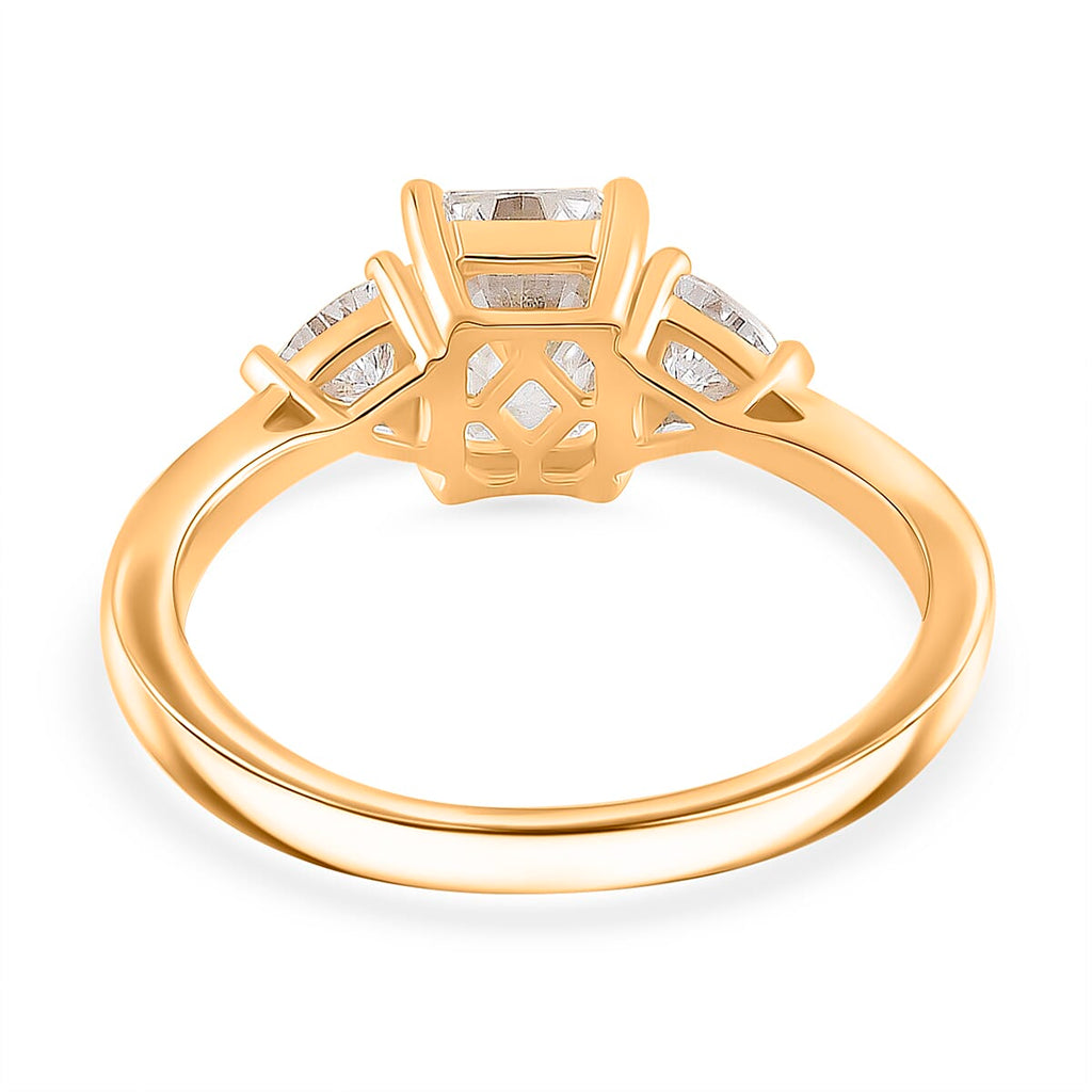 Premium D Colour VVS1 Moissanite GRA Certified Trilogy Ring in 18K Vermeil Yellow Gold Plated Sterling Silver 2.50 Ct._8084989_3