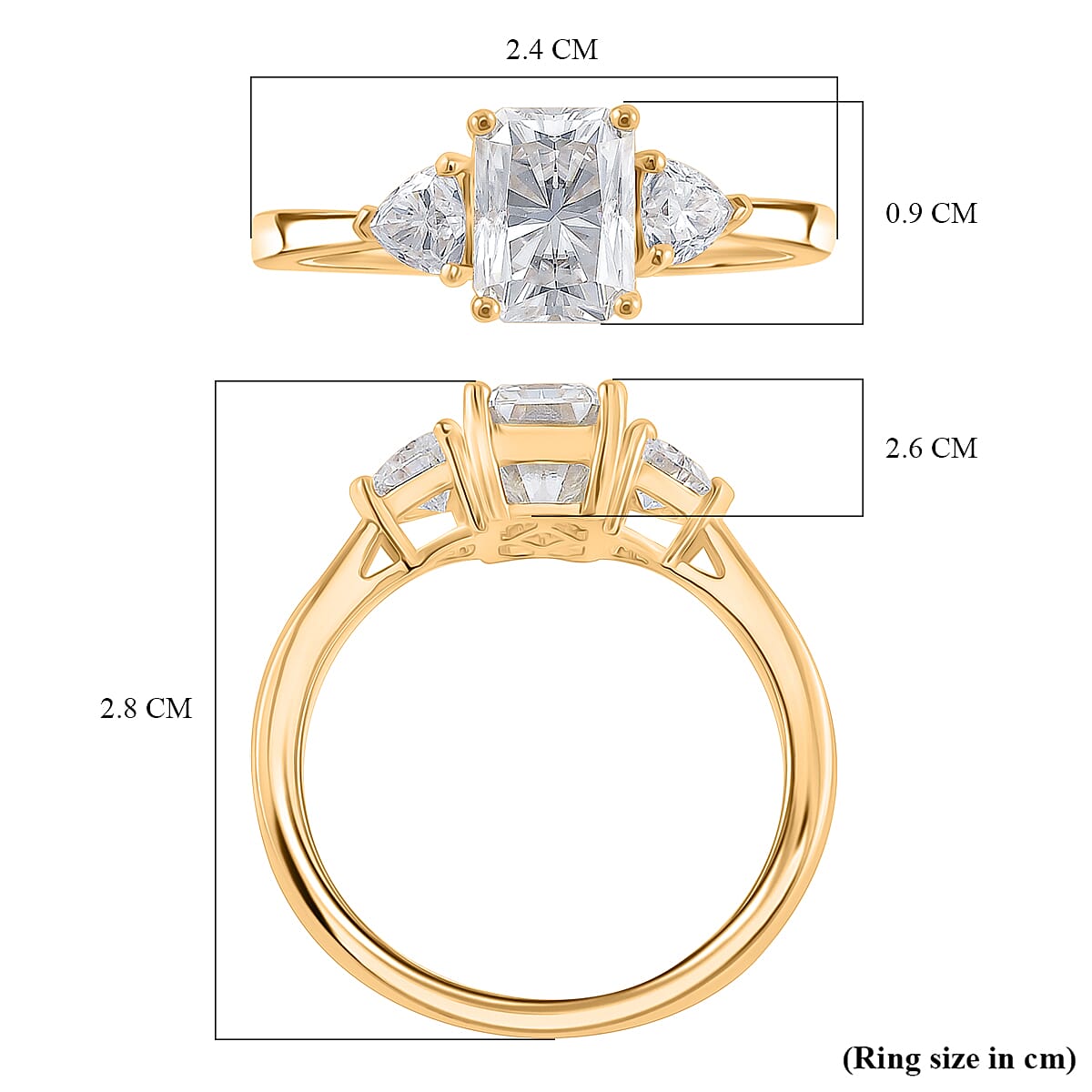 RADIANTA GRA Certified Moissanite D-VVS1 Solitaire Ring in 18K Vermeil Yellow Gold Plated Sterling Silver 2.50 Ct. V32521717 5