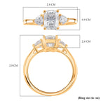 Premium D Colour VVS1 Moissanite GRA Certified Trilogy Ring in 18K Vermeil Yellow Gold Plated Sterling Silver 2.50 Ct._8084989_4