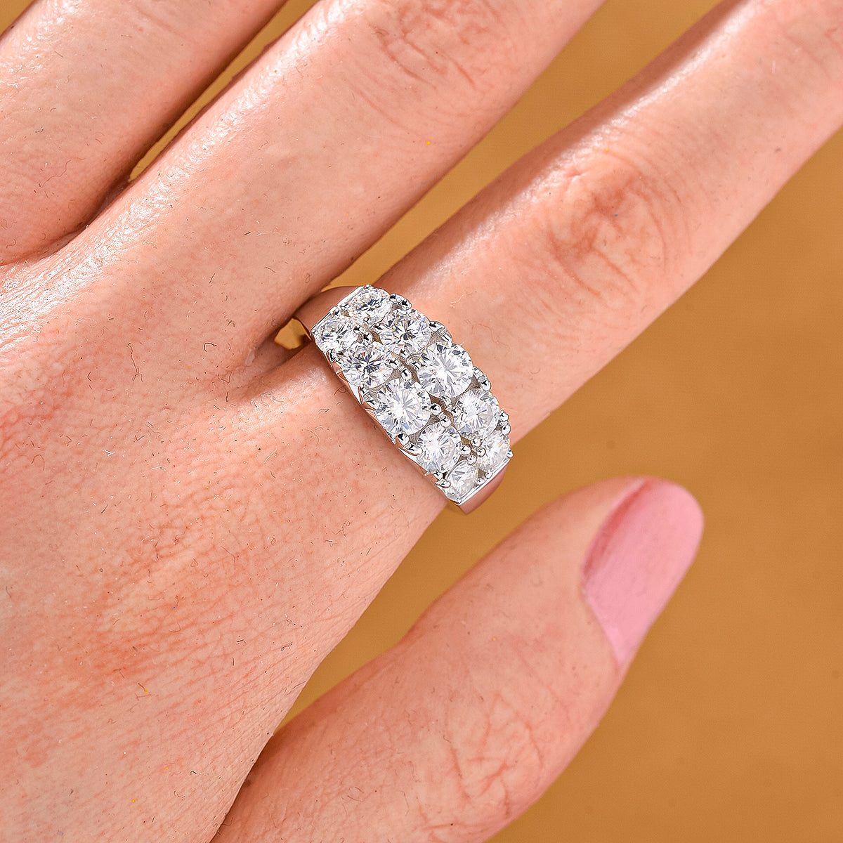 RADIANTA GRA Certified Moissanite D-VVS1 Ring in Rhodium Overlay Sterling Silver 2.36 Ct. V32535741 1