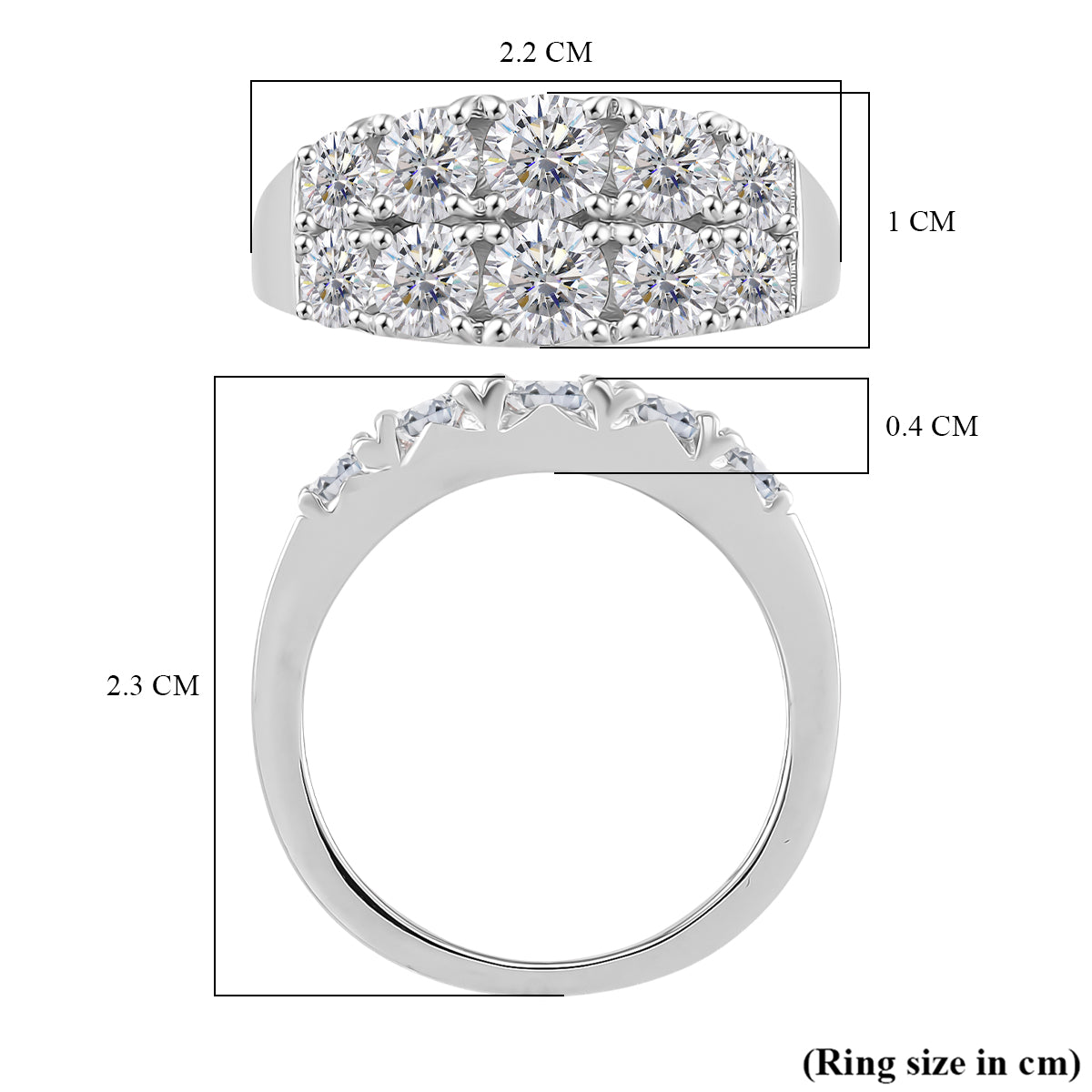 RADIANTA GRA Certified Moissanite D-VVS1 Ring in Rhodium Overlay Sterling Silver 2.36 Ct. V32535741 4