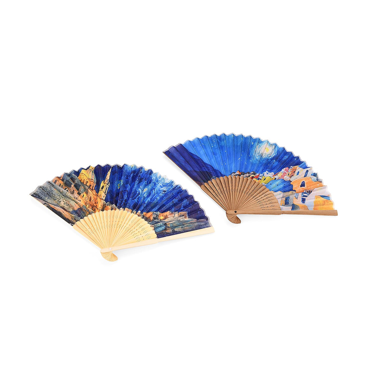 Set of 2: Artistic Starry Sky Bamboo Folding Hand Fans Or Wall Art (21cm) 8085411 0
