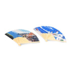 Set of 2: Artistic Seaside Bamboo Folding Hand Fans Or Wall Art (21cm)_8085413